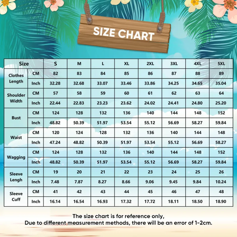 Men Hawaiian Shirts Size Chart