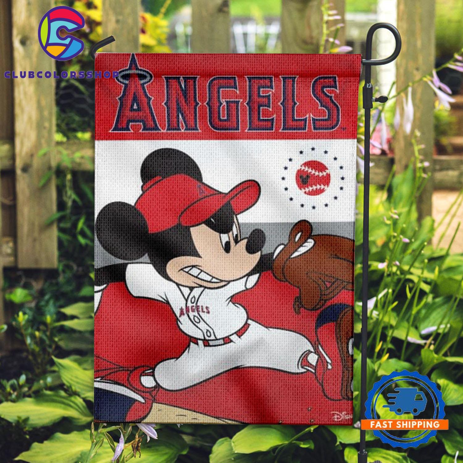 MLB Los Angeles Angels Special Mickey Mouse Play Baseball Flag Home Decor
