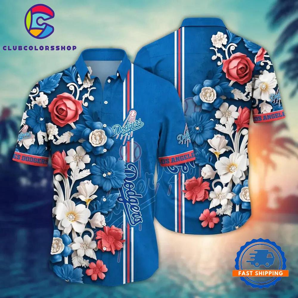 MLB Los Angeles Dodgers Baseball Team Design Flower New Hawaiian Shirts