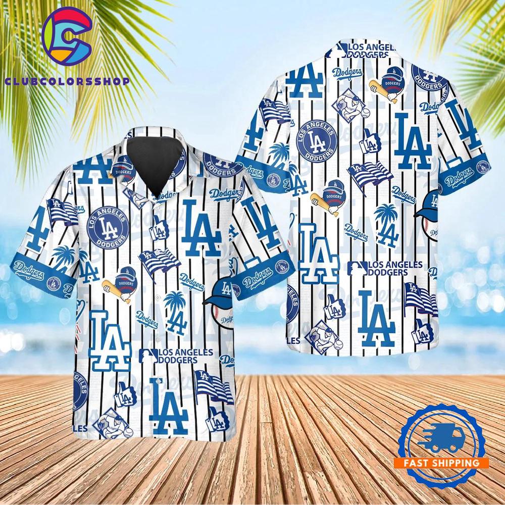 MLB Los Angeles Dodgers Icon Stripe Hawaiian Shirt