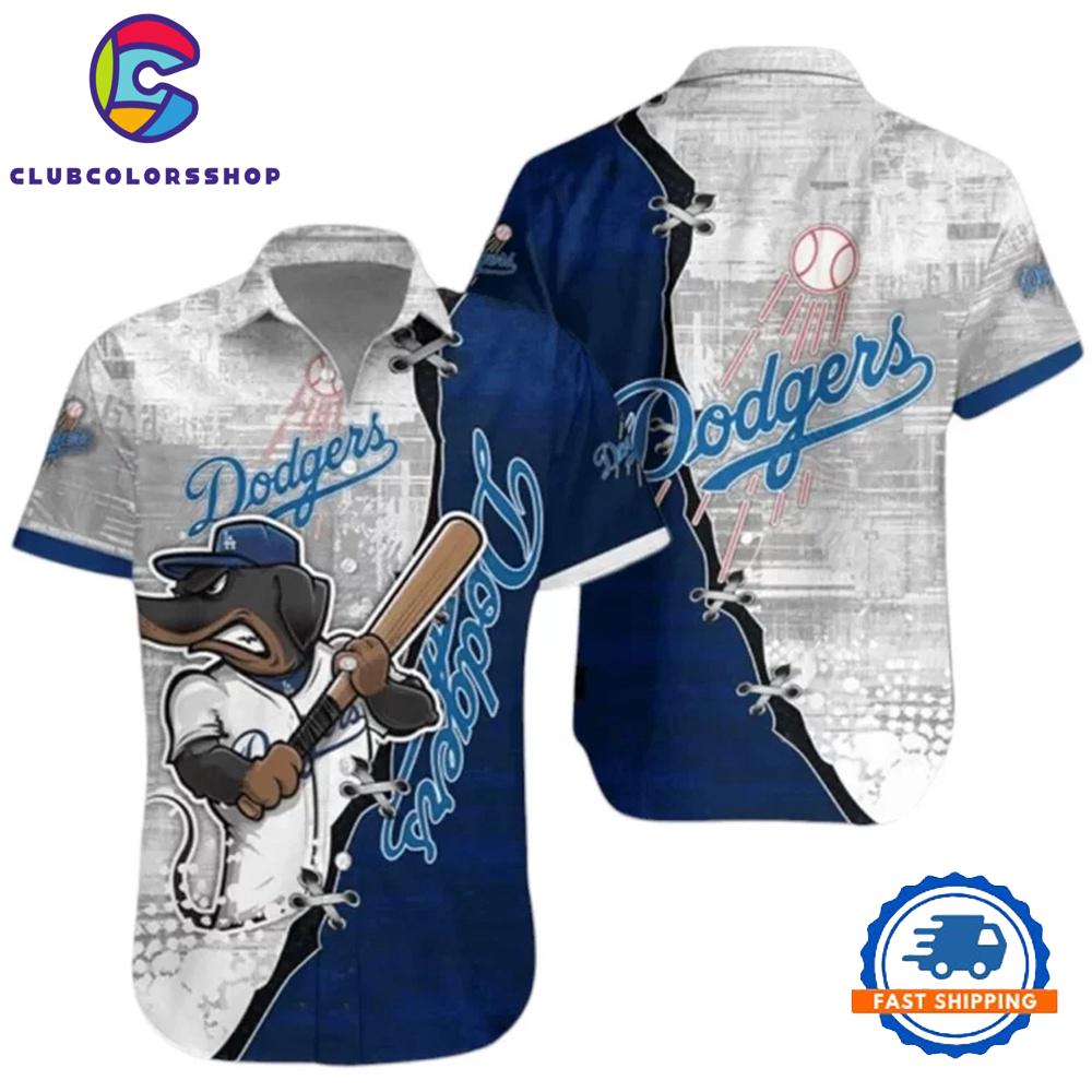 MLB Los Angeles Dodgers Mascot Bat Swing Hawaiian Shirt