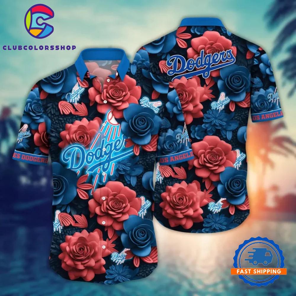 MLB Los Angeles Dodgers Neon Rose Hawaiian Shirt