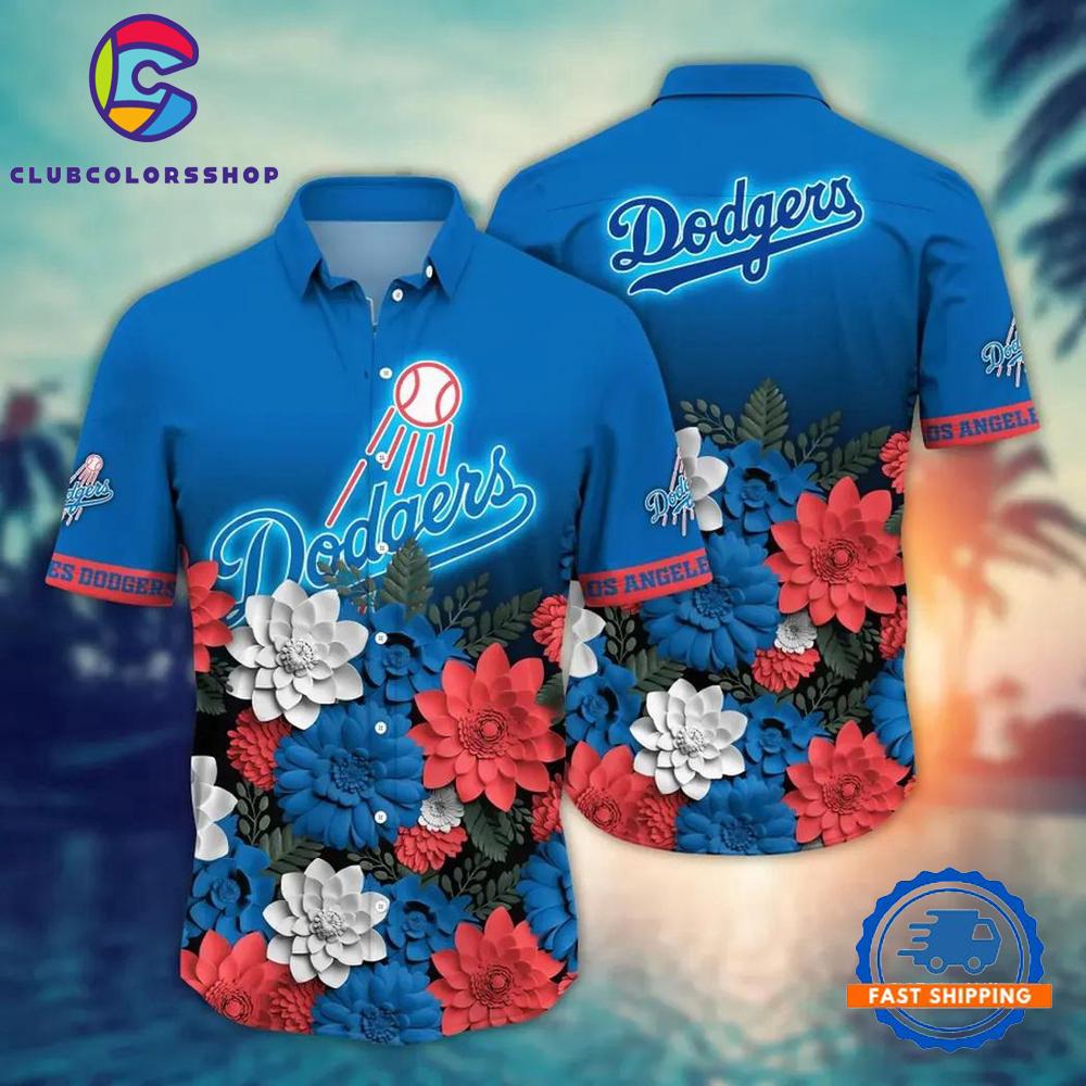 MLB Los Angeles Dodgers Patriotic Blossom Hawaiian Shirt
