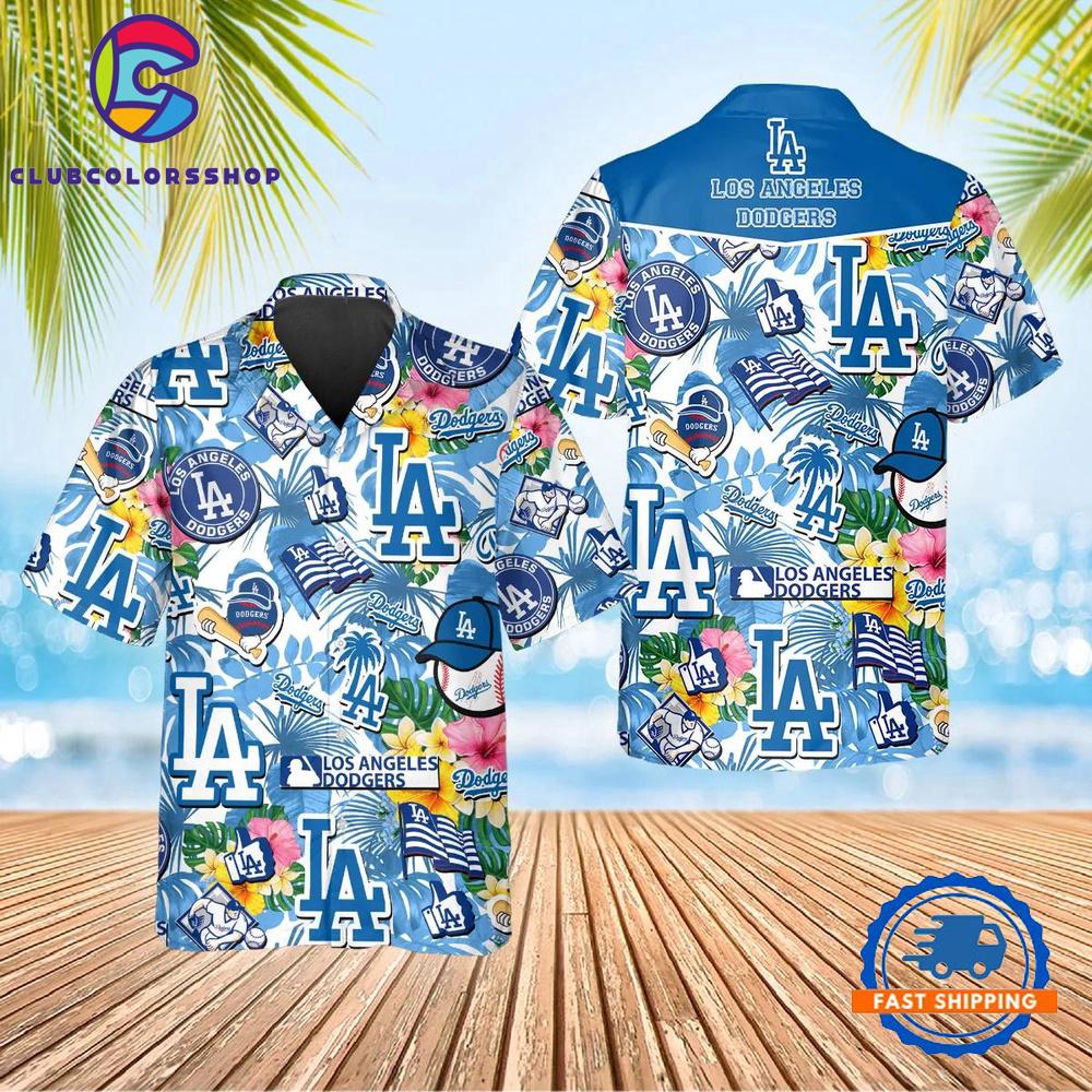 MLB Los Angeles Dodgers Tropical Logo Collage Hawaiian Shirt
