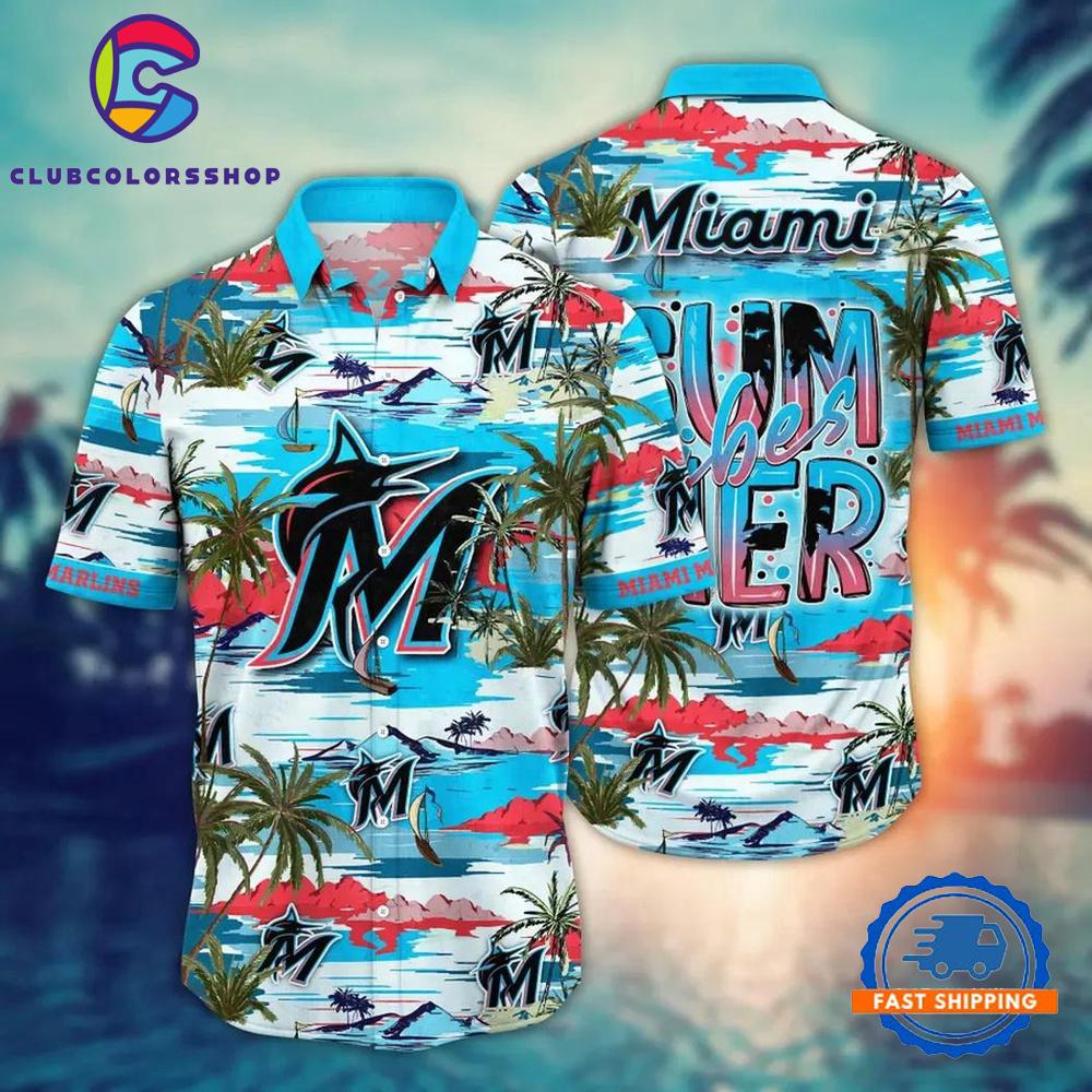 MLB Miami Marlins Baseball Team Design Flower Hawaiian Shirts