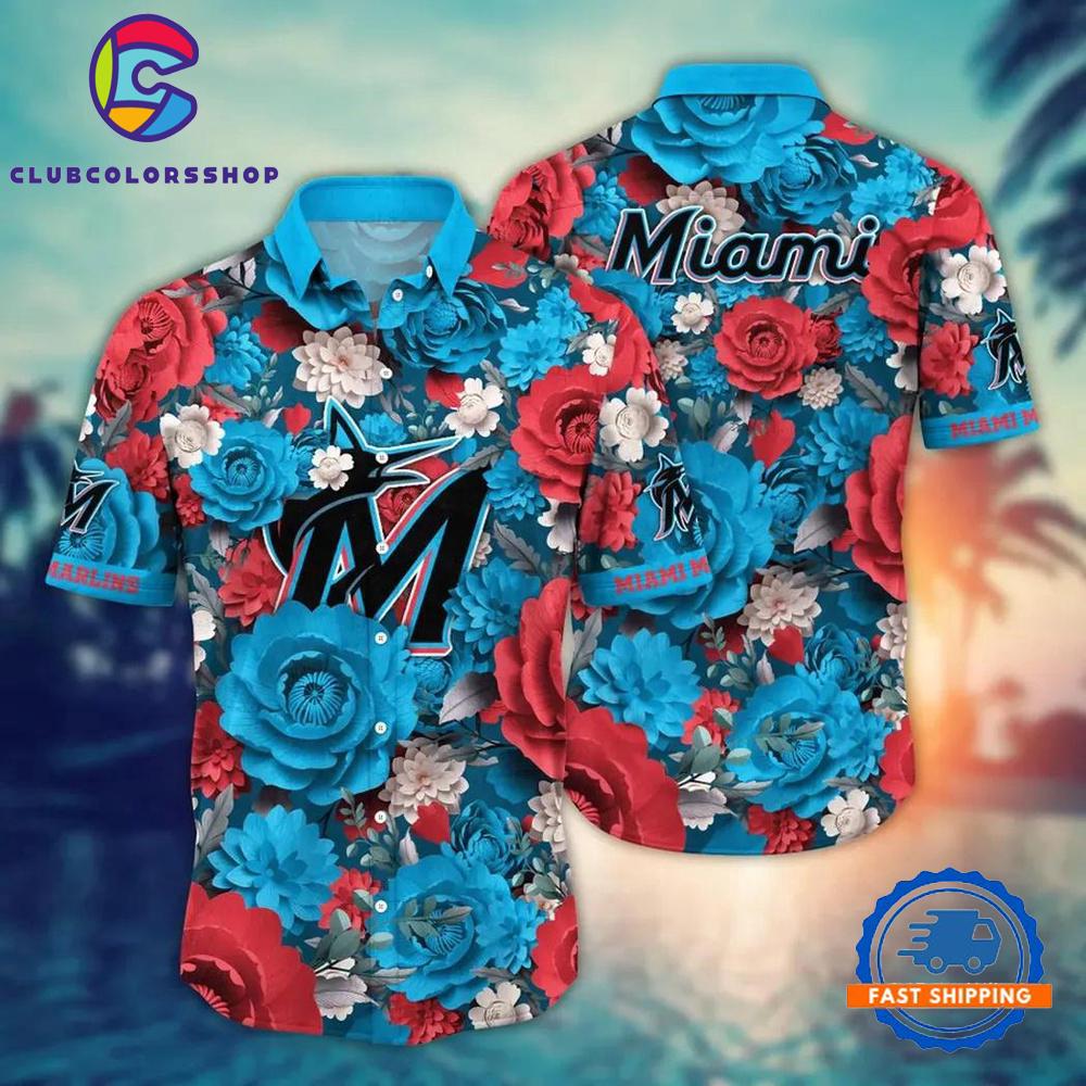 MLB Miami Marlins Flower Aloha Baseball Hawaiian Shirts