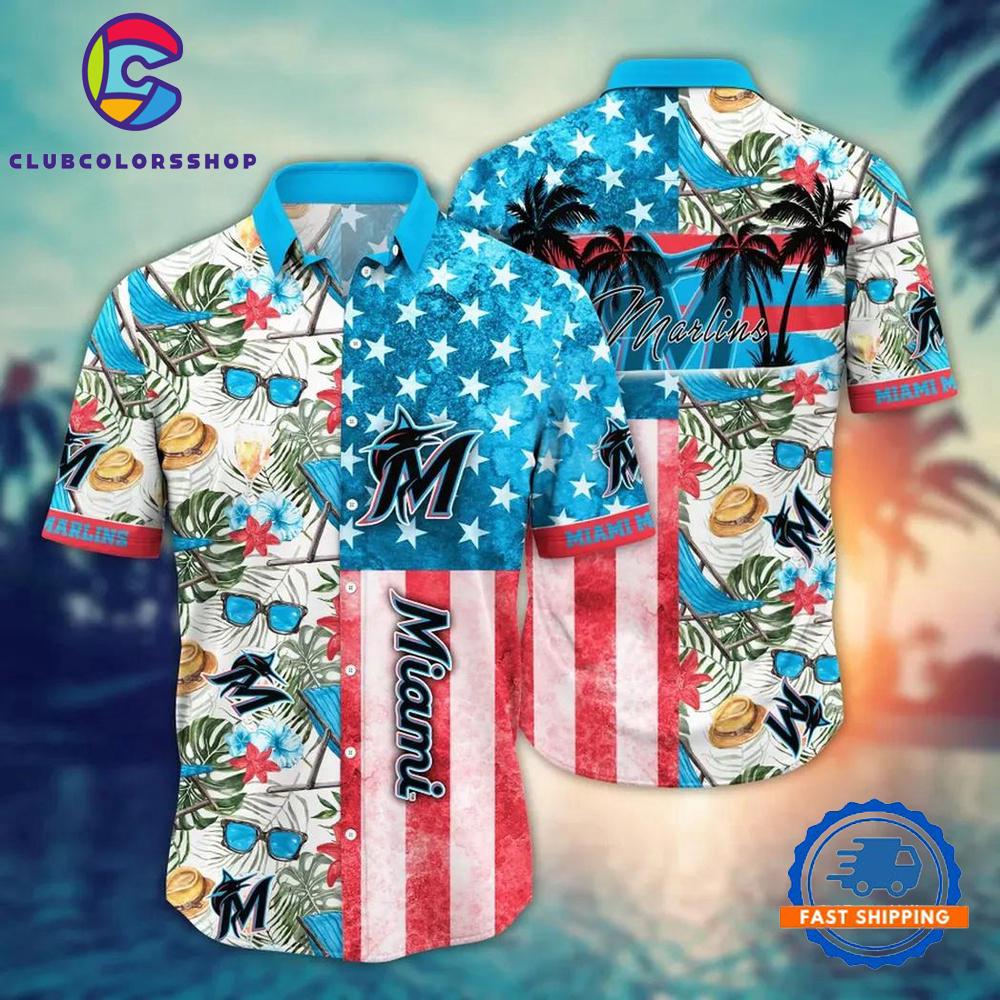 MLB Miami Marlins Flower Design Hawaiian Shirts
