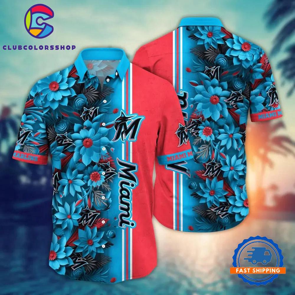 MLB Miami Marlins Flower Palm Tree Baseball Hawaiian Shirts