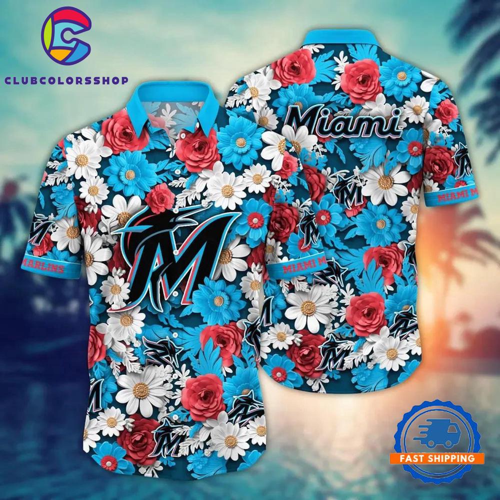 MLB Miami Marlins Flower Palm Tree Summer Hawaiian Shirts