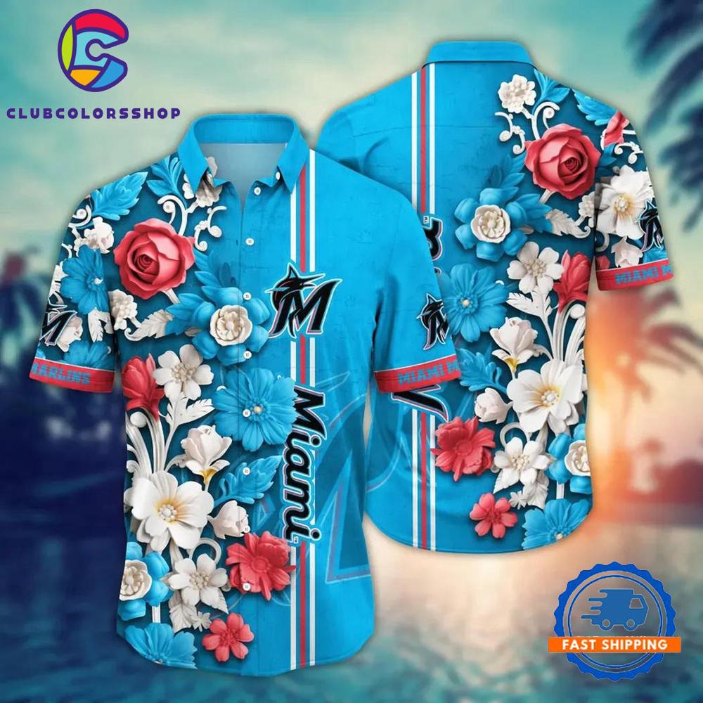 MLB Miami Marlins Flower Tropical New Hawaiian Shirts