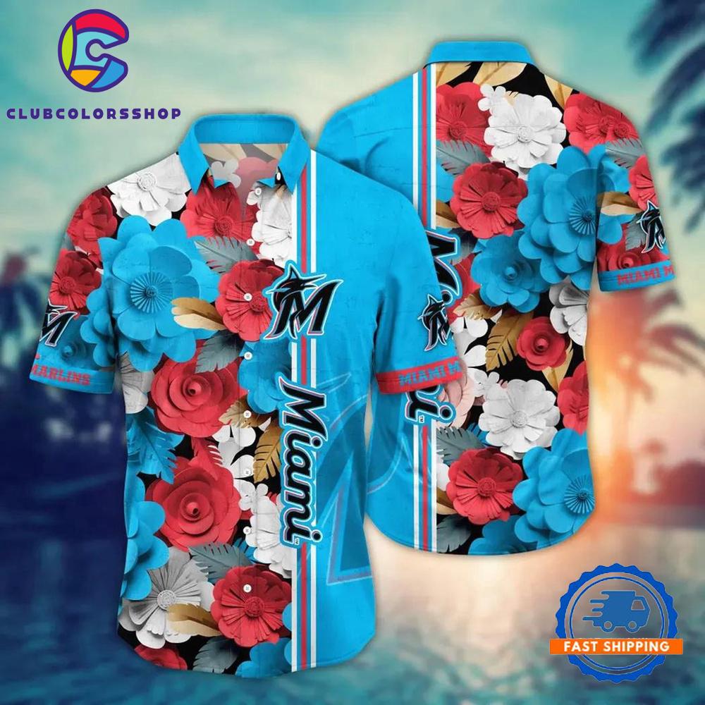 MLB Miami Marlins Summer Flower Hawaiian Shirts Design