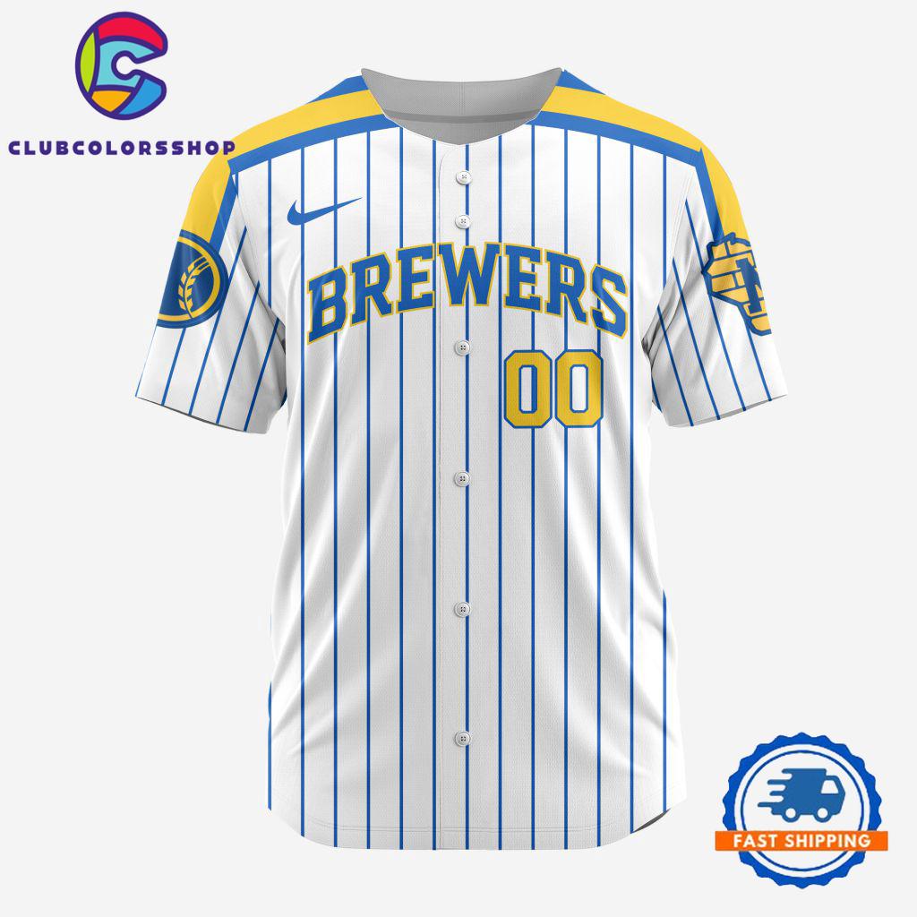 MLB Milwaukee Brewers Baseball Team Alternate Design Concept Jersey Shirts