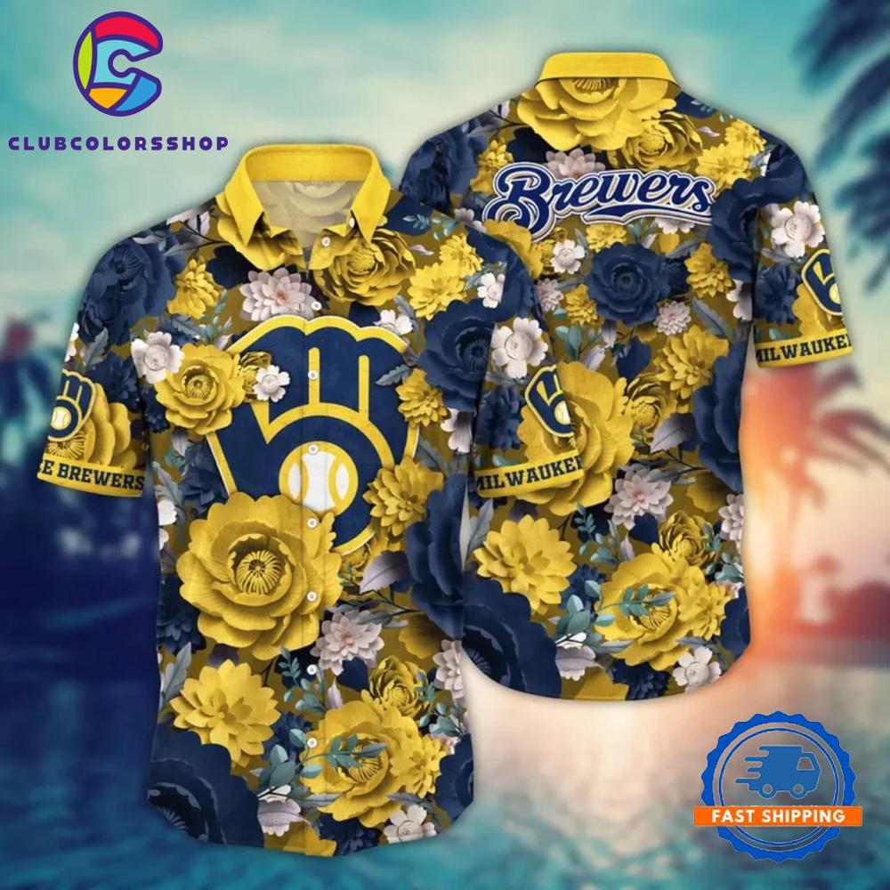 MLB Milwaukee Brewers Bold Blooms Hawaiian Shirt