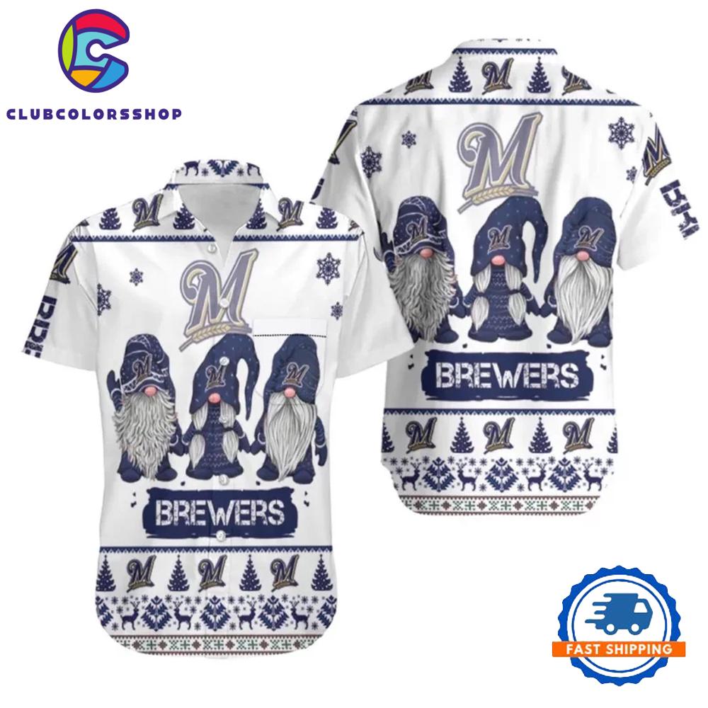 MLB Milwaukee Brewers Festive Gnome Holiday Hawaiian Shirt