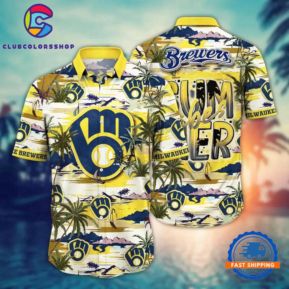 MLB Milwaukee Brewers Flower Aloha Hawaiian Shirts