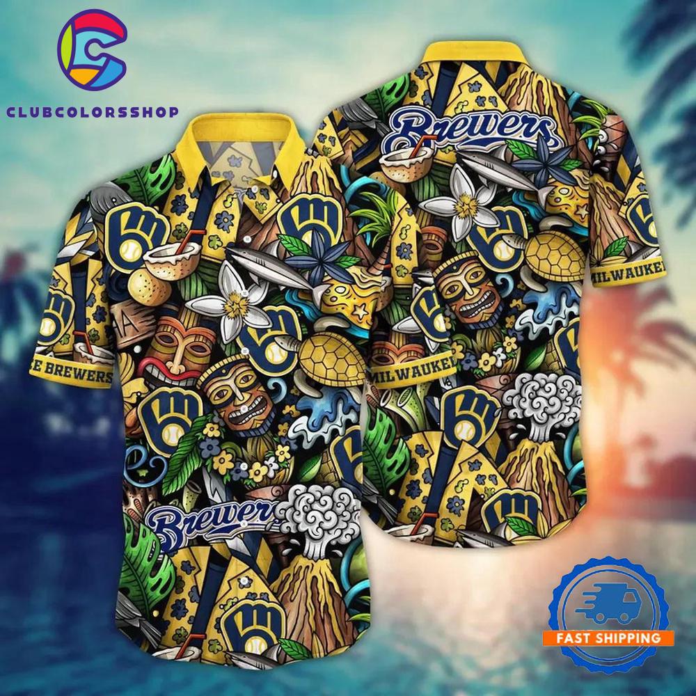 MLB Milwaukee Brewers Flower Palm Tree Hot Hawaiian Shirts