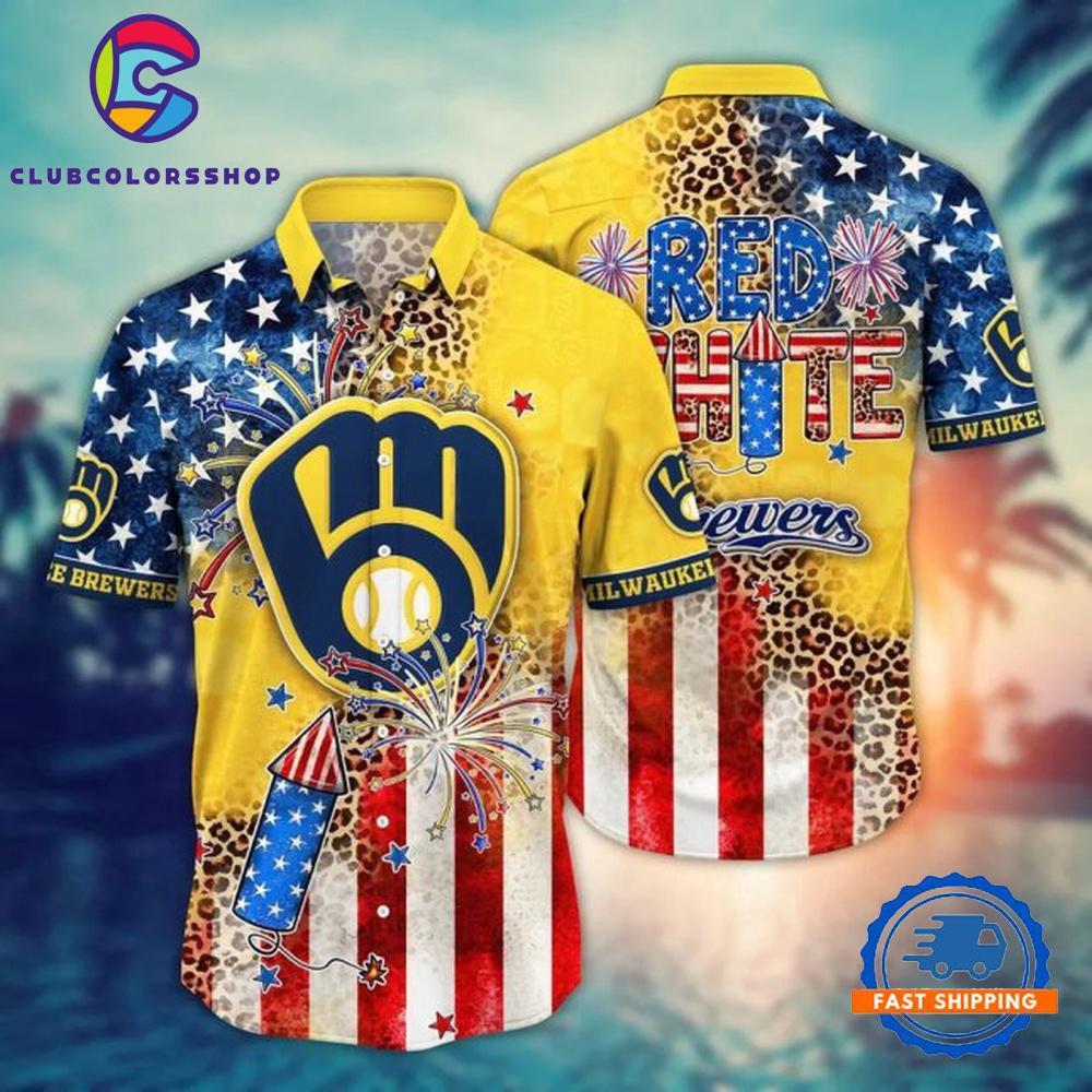 MLB Milwaukee Brewers Hawaiian Shirt Red White Wild Design