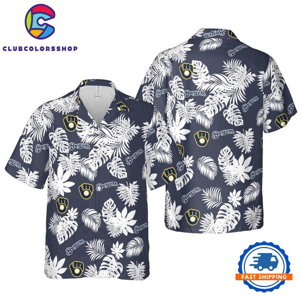 MLB Milwaukee Brewers Midnight Palm Hawaiian Shirt