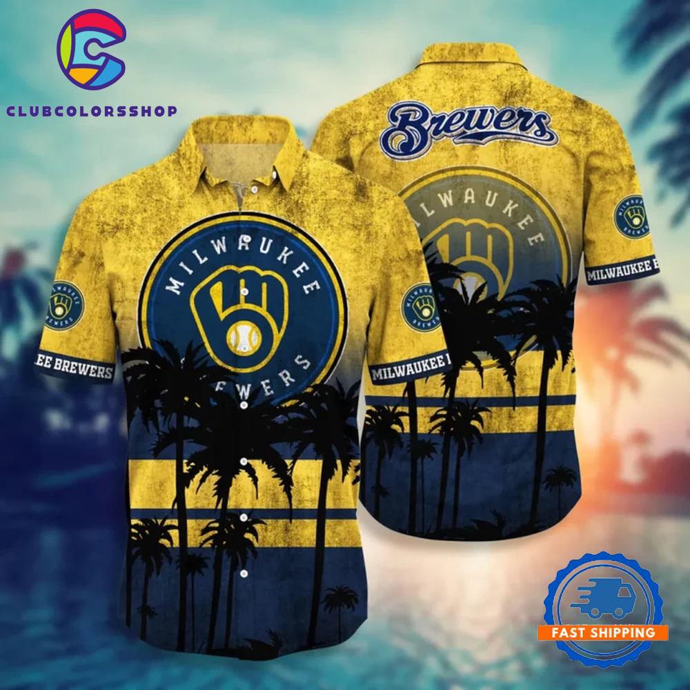 MLB Milwaukee Brewers Sunset Palm Hawaiian Shirt