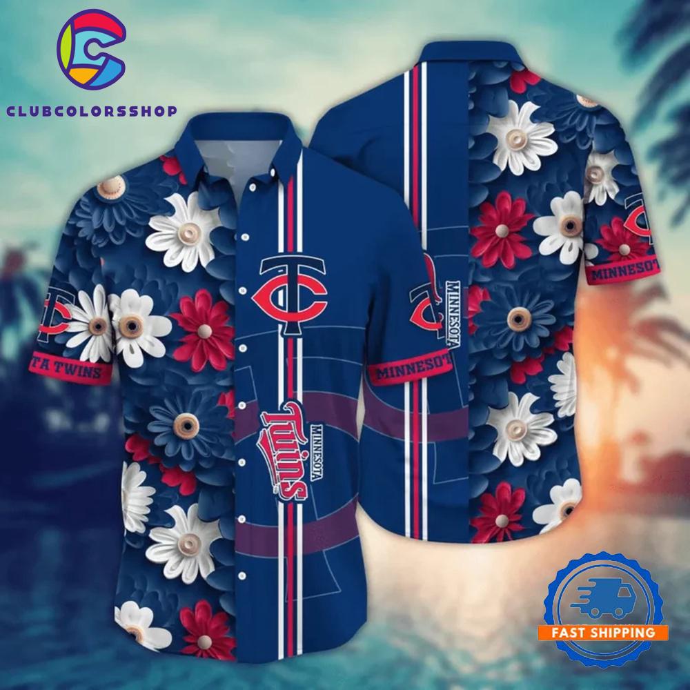 MLB Minnesota Twins Daisy Stripe Hawaiian Shirt