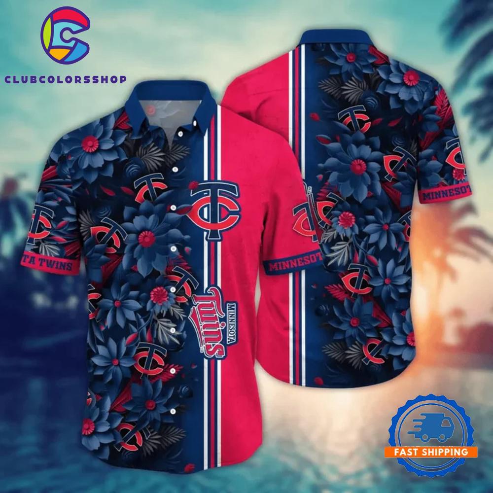MLB Minnesota Twins Floral Stripe Hawaiian Shirt