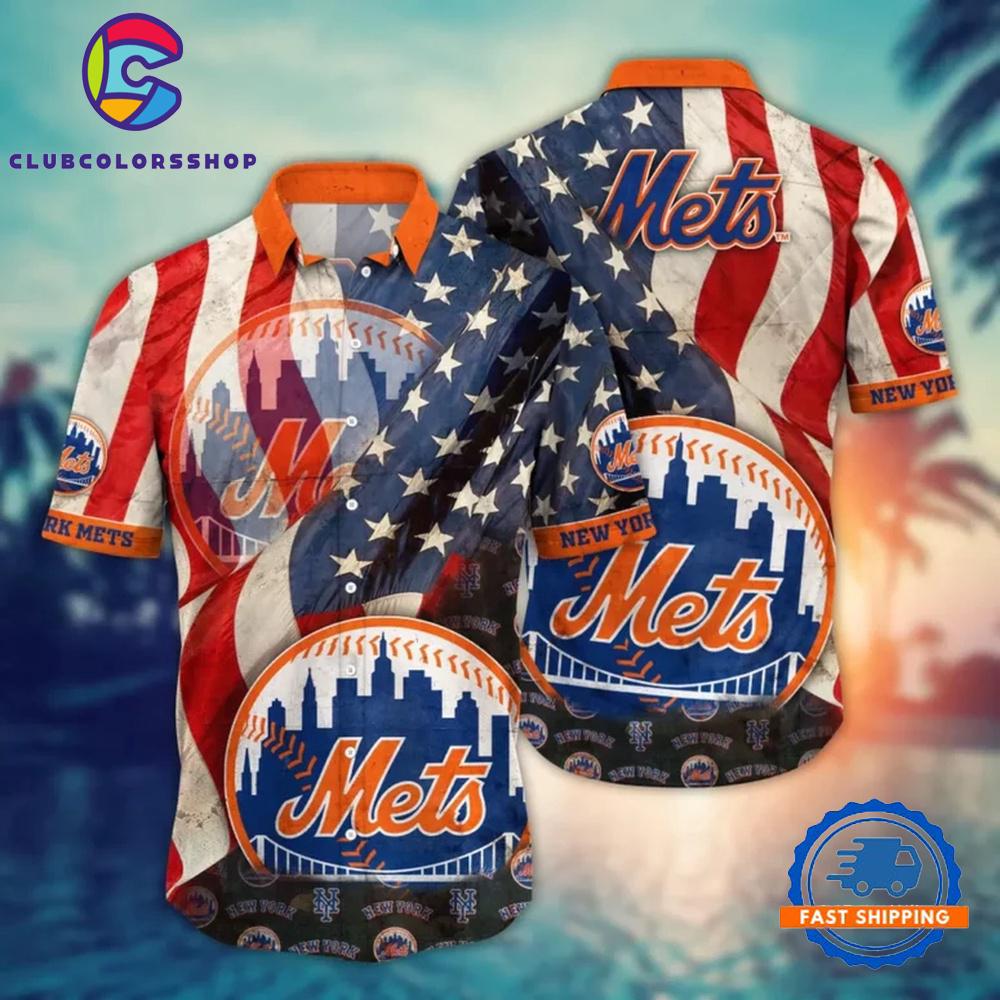 MLB New York Mets American Flags Hawaiian Shirt