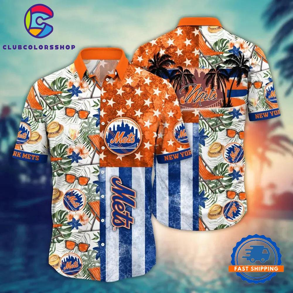 MLB New York Mets Flower Design Hawaiian Shirts