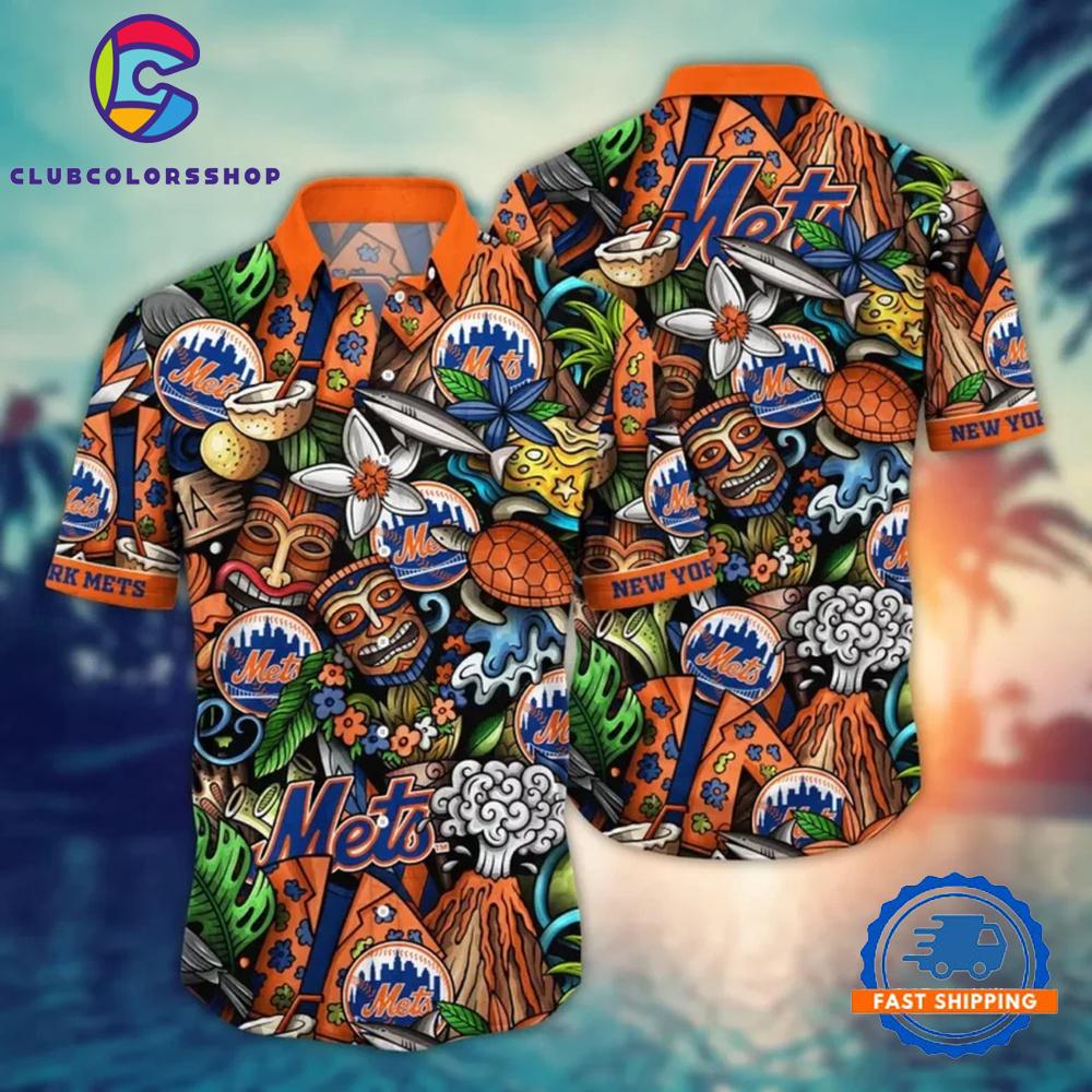 MLB New York Mets Tropic Teal Hawaiian Shirt