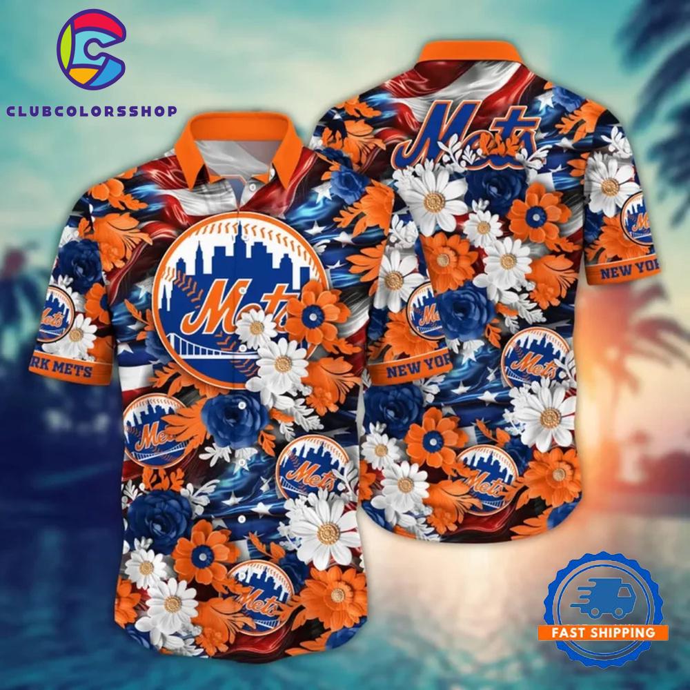 MLB New York Mets Baseball And Blooms Hawaiian Shirt
