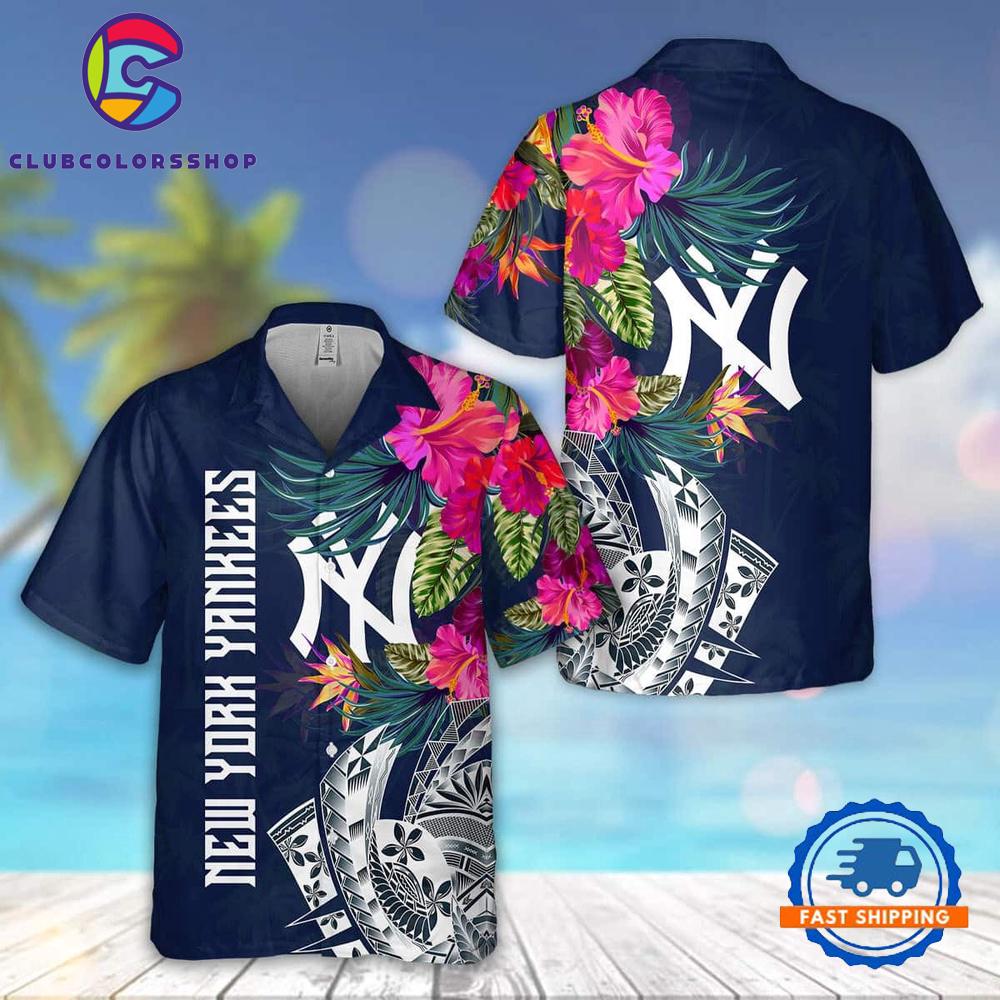 MLB New York Yankees Floral Fusion Hawaiian Shirt