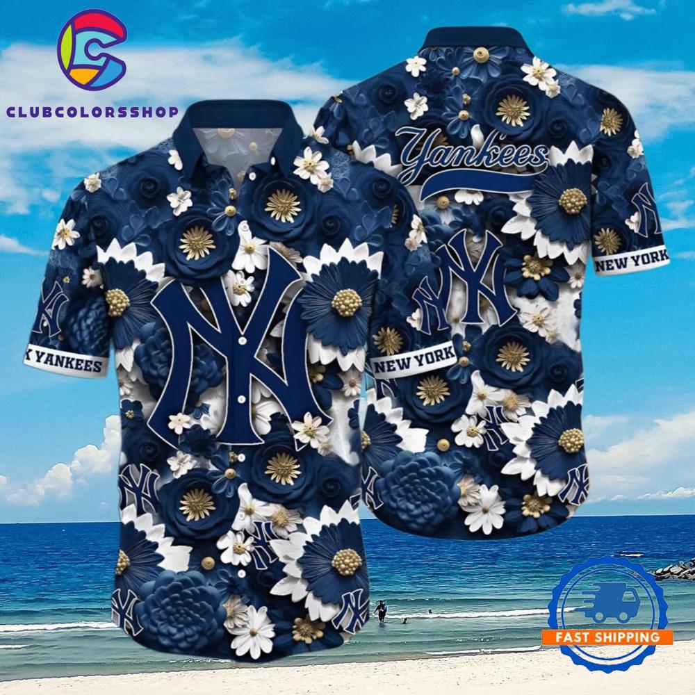 MLB New York Yankees Floral Paradise Hawaiian Shirt