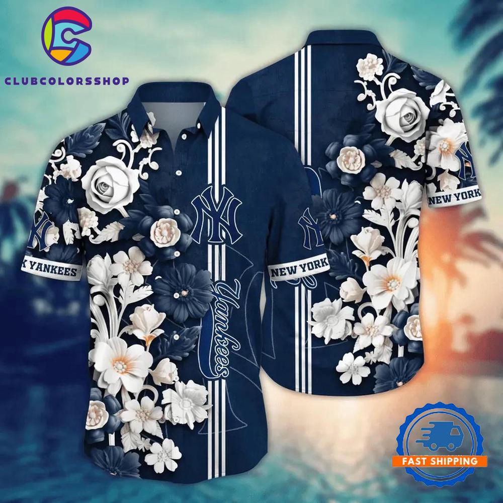 MLB New York Yankees Flower Palm Tree Summer Hawaiian Shirts MLB New York Yankees Flower Palm Tree Summer Hawaiian Shirts
