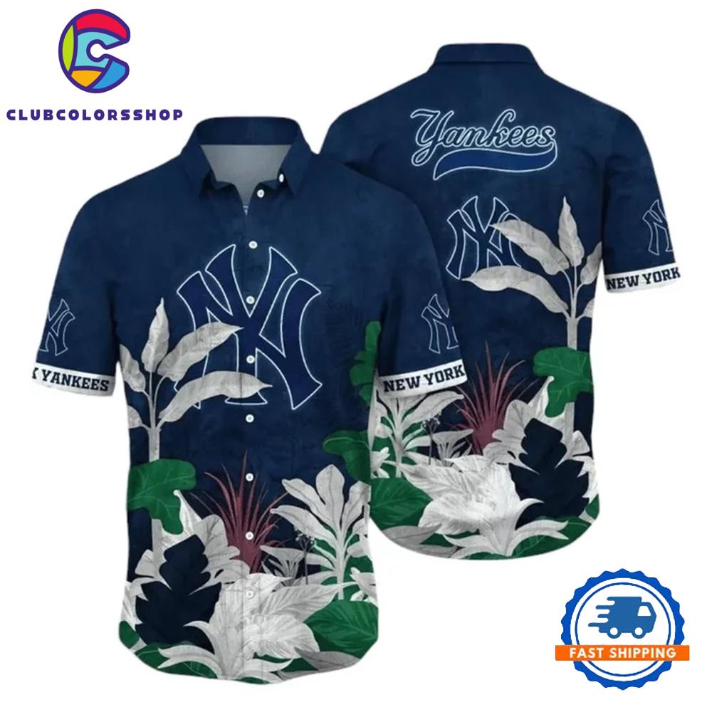 MLB New York Yankees Jungle Foliage Hawaiian Shirt
