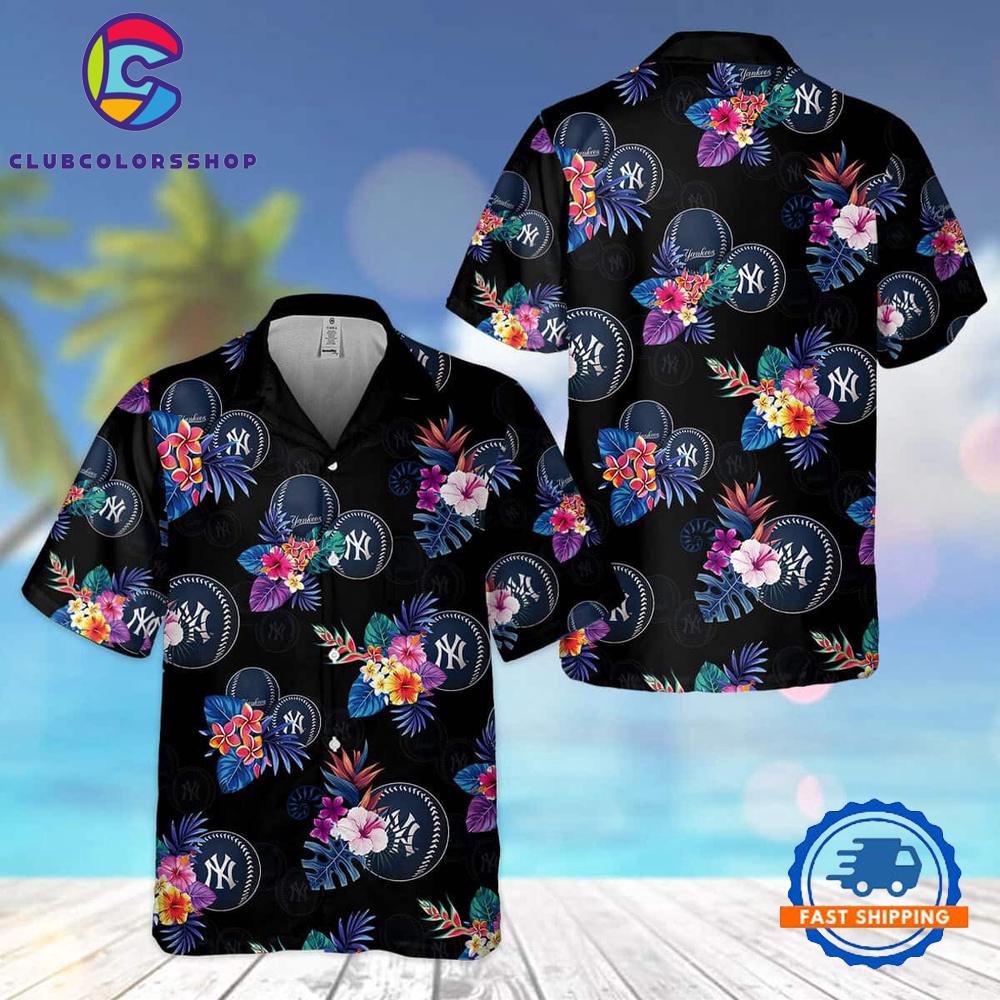 MLB New York Yankees Midnight Blossom Hawaiian Shirt