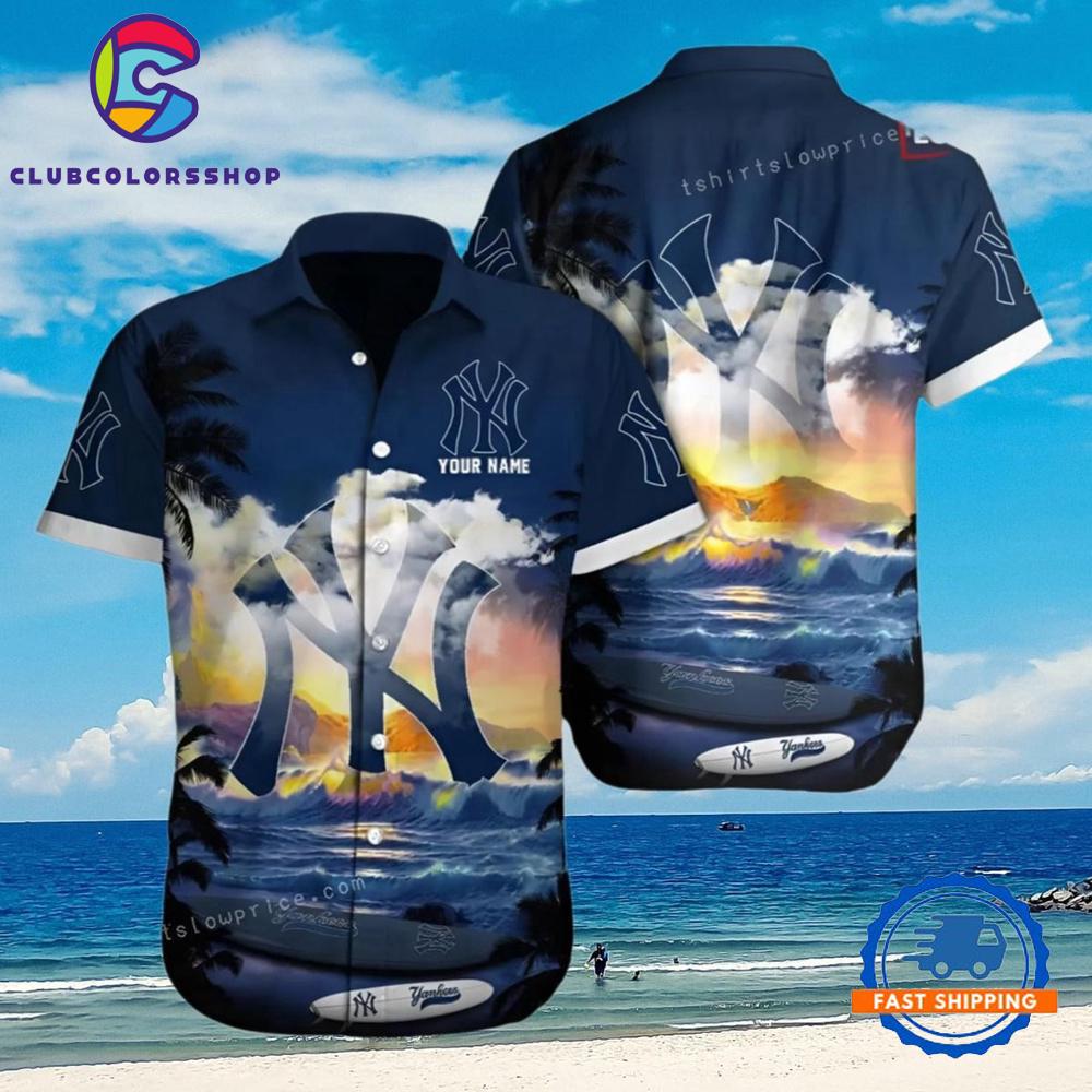 MLB New York Yankees Sunset Waves Hawaiian Shirt