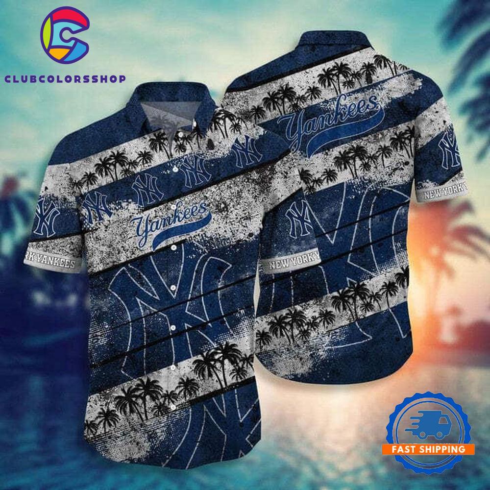 MLB New York Yankees Tropical Stripes Hawaiian Shirt