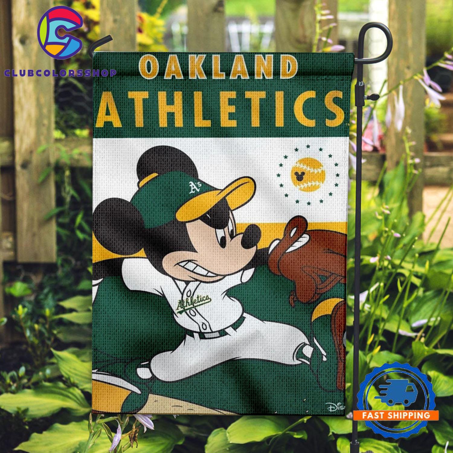 MLB Oakland Athletics Special Mickey Mouse Play Baseball Flag Home Decor