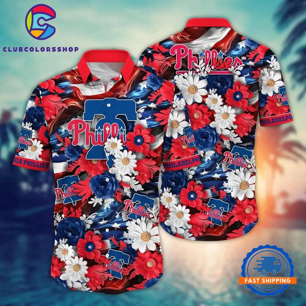 MLB Philadelphia Phillies Floral Wave Hawaiian Shirt