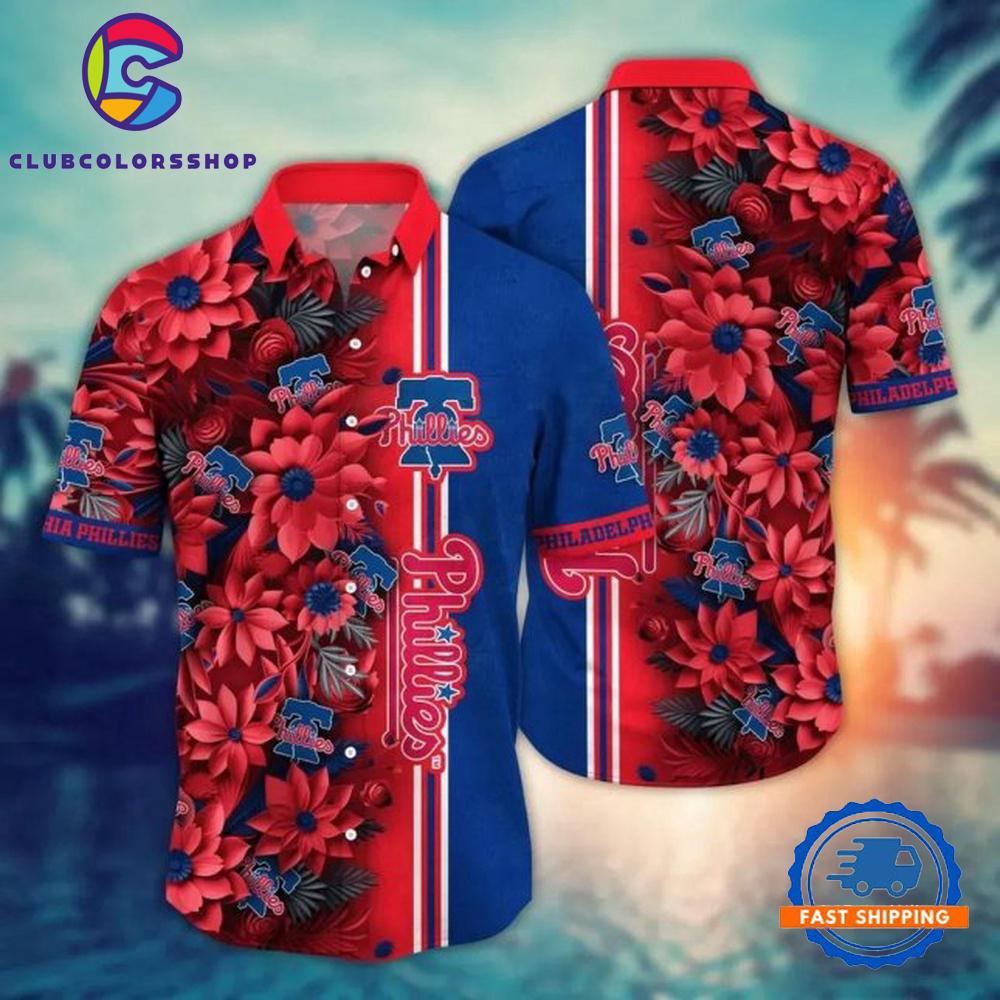 MLB Philadelphia Phillies Hawaiian Shirt Floral Design Aloha Shirt