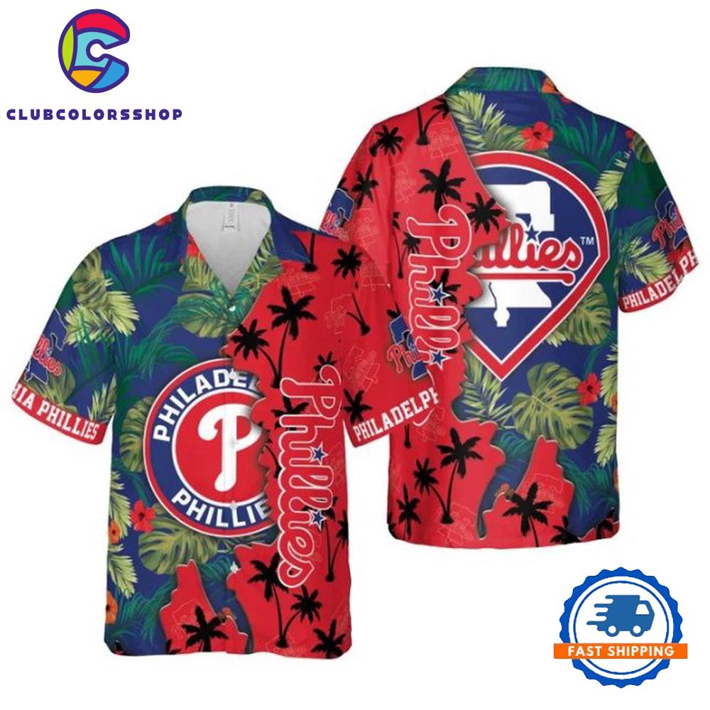 MLB Philadelphia Phillies Hawaiian Shirt Palm Sunset Design MLB Philadelphia Phillies Hawaiian Shirt Palm Sunset Design