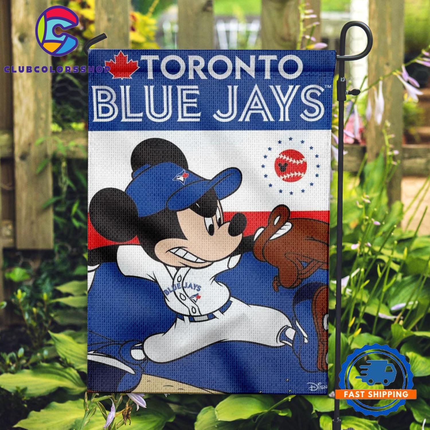 MLB Toronto Blue Jays Special Mickey Mouse Play Baseball Flag Home Decor