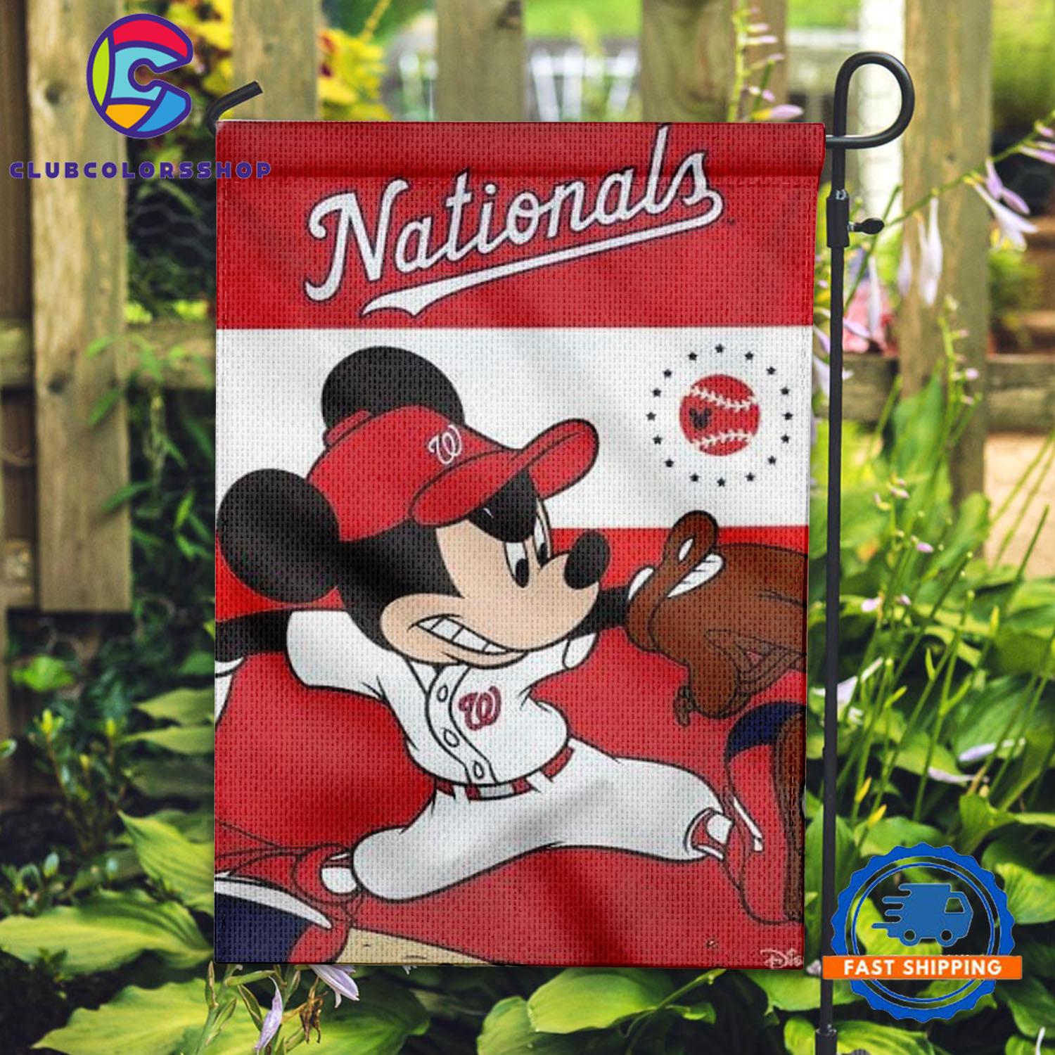 MLB Washington Nationals Special Mickey Mouse Play Baseball Flag Home Decor
