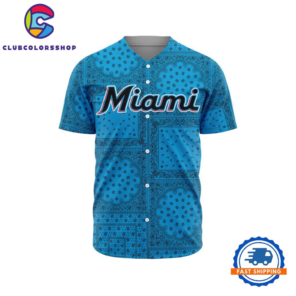 MLB Miami Marlins Special Logo Team Paisley Design Baseball Jersey