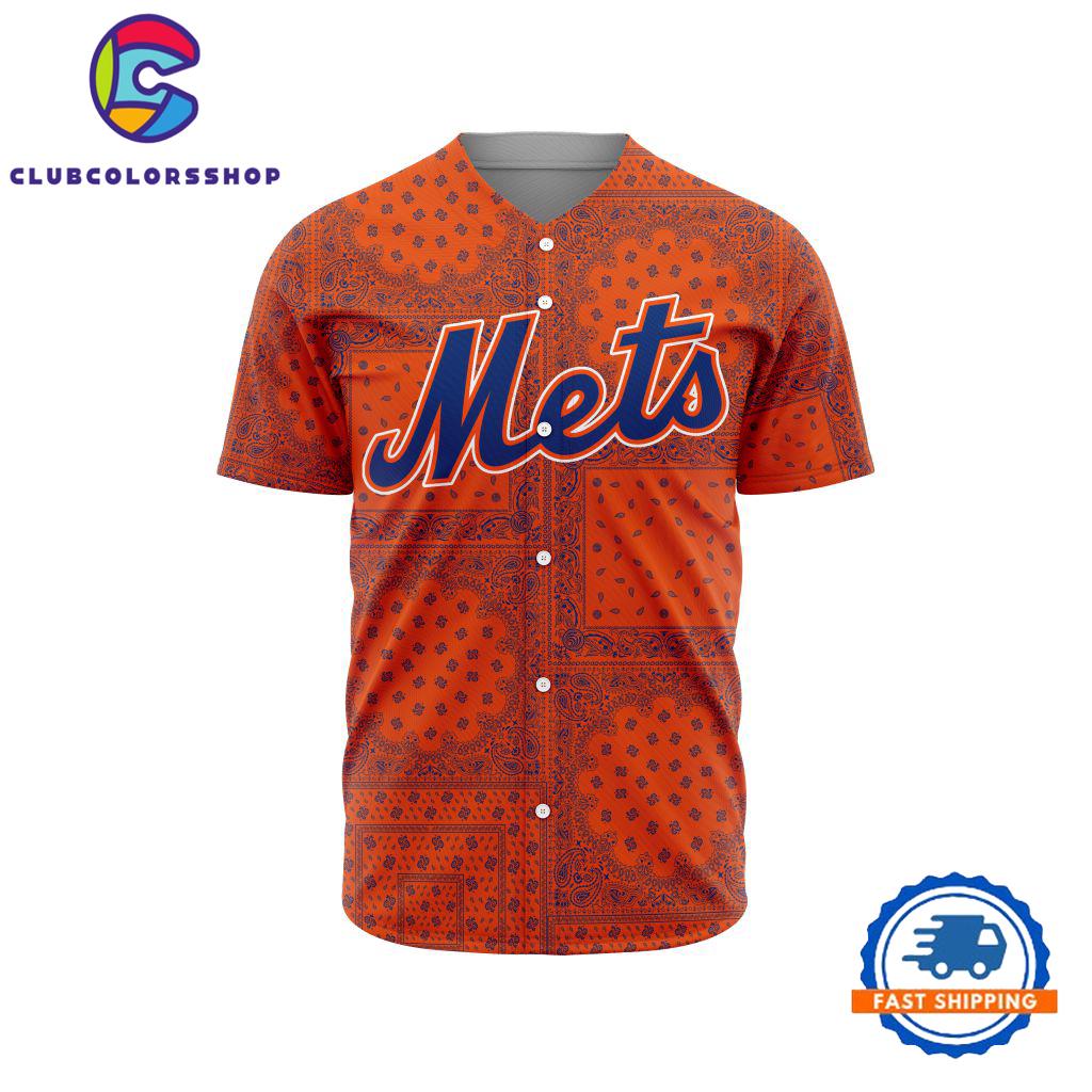 MLB New York Mets Special Logo Team Paisley Design Baseball Jersey