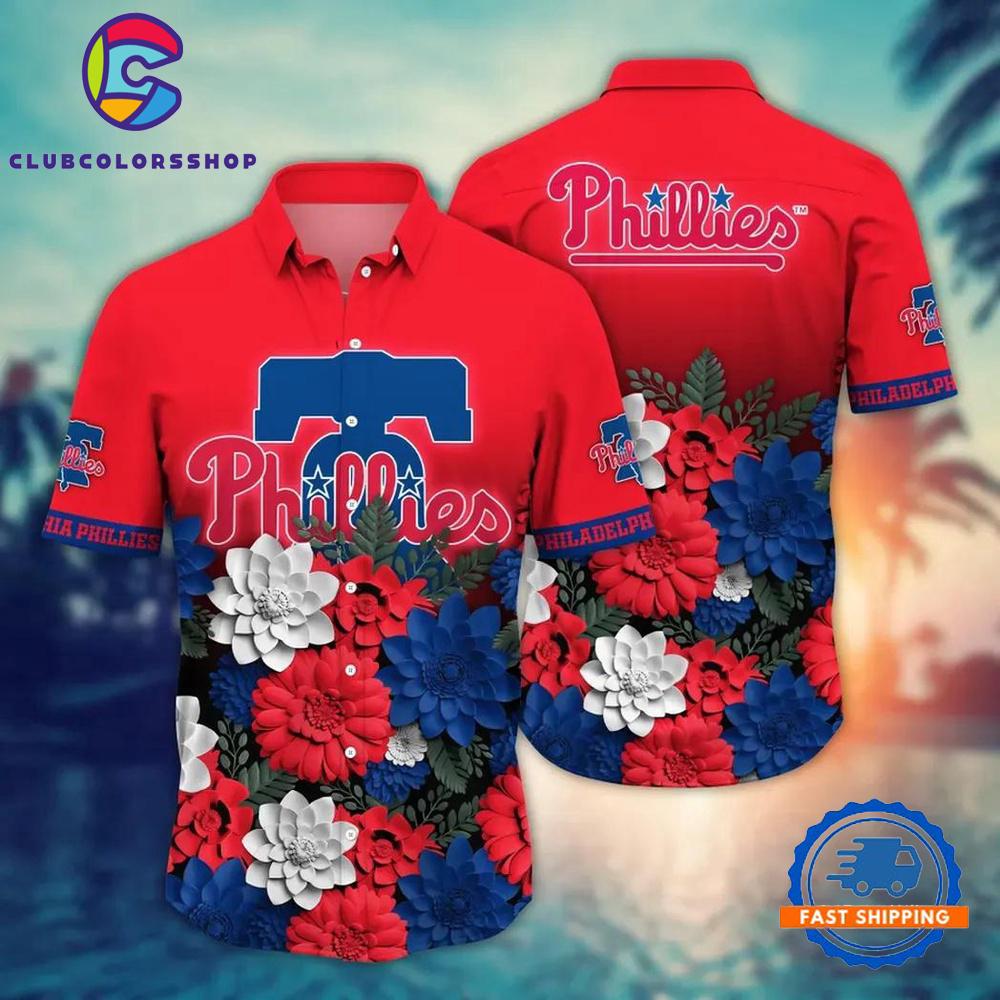 MLB Philadelphia Phillies Patriotic Floral Hawaiian Shirt