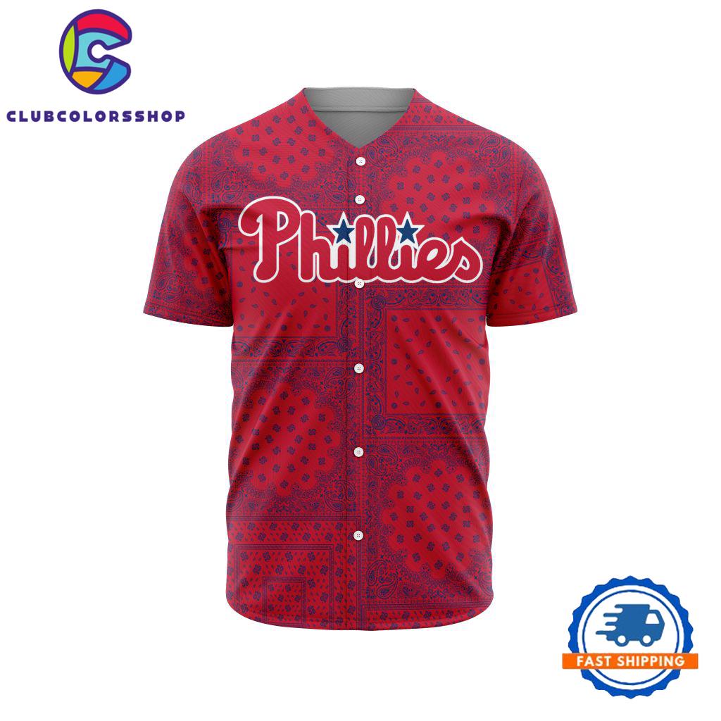 MLB Philadelphia Phillies Special Logo Team Paisley Design Baseball Jersey