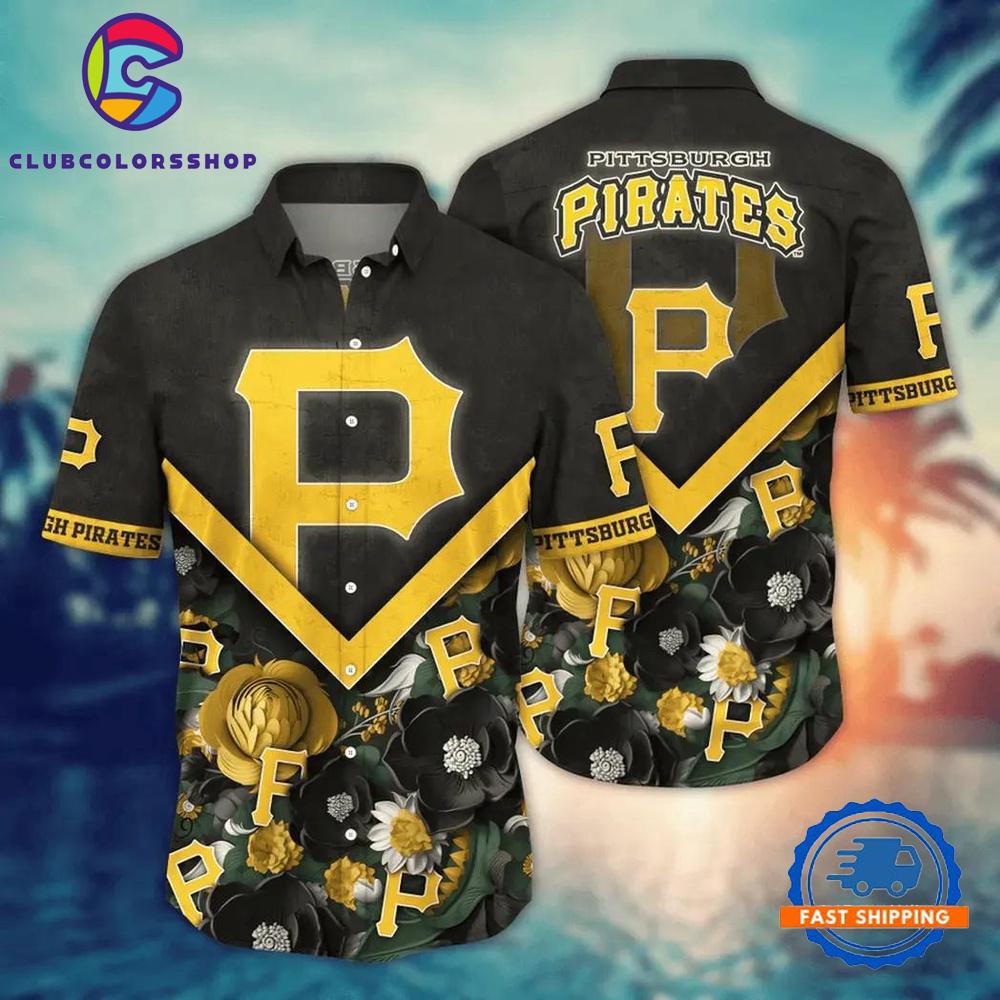 MLB Pittsburgh Pirates Chevron Floral Hawaiian Shirt