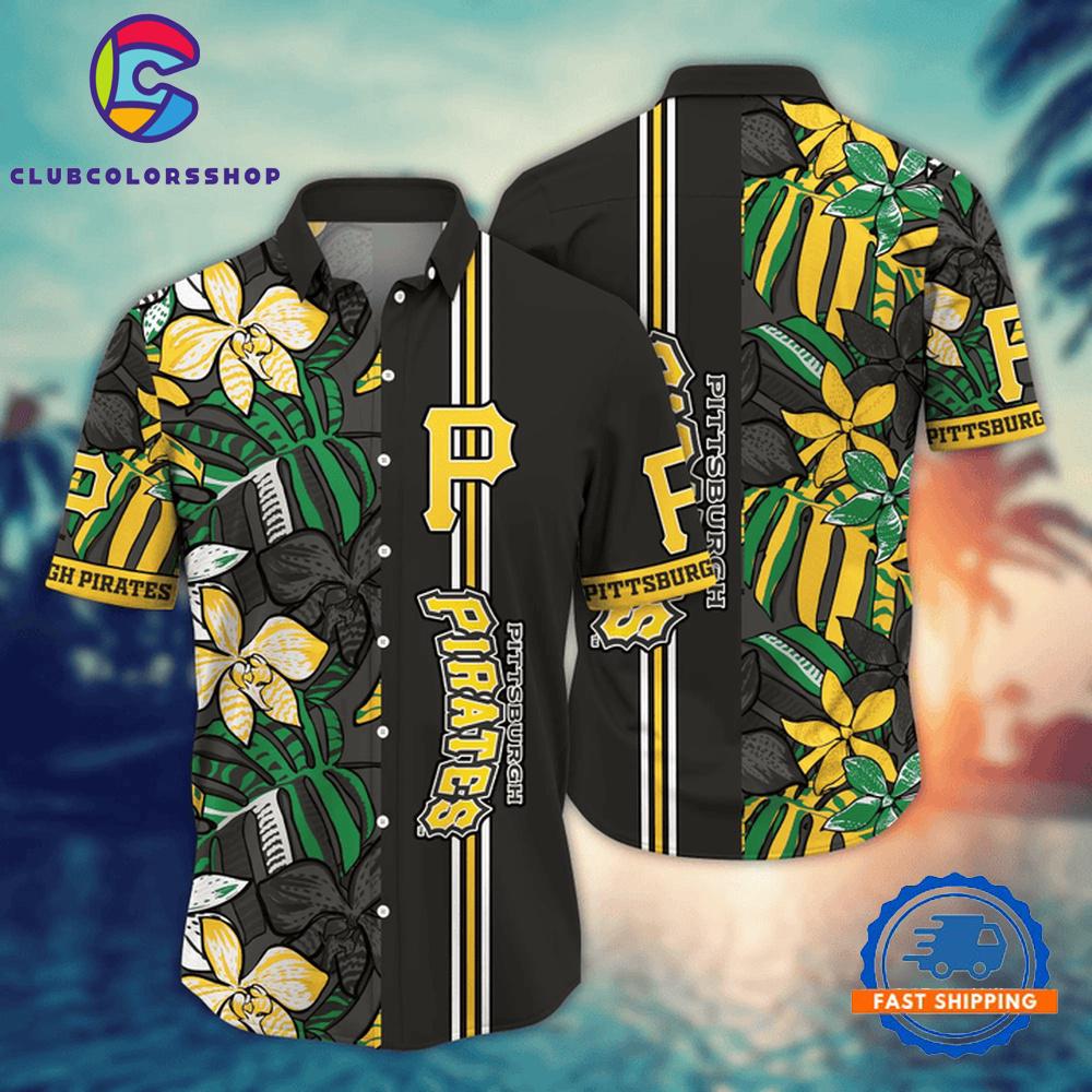 MLB Pittsburgh Pirates Tropical Jungle Stripe Hawaiian Shirt