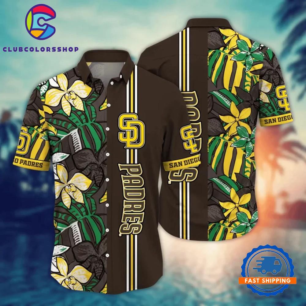 MLB San Diego Padres Tropical Stripe Hawaiian Shirt