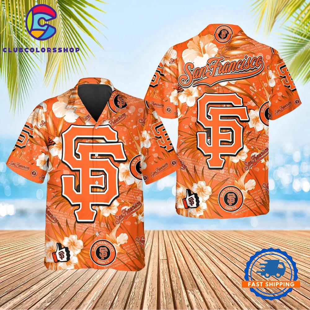 MLB San Francisco Giants Bold Logo Hibiscus Hawaiian Shirt